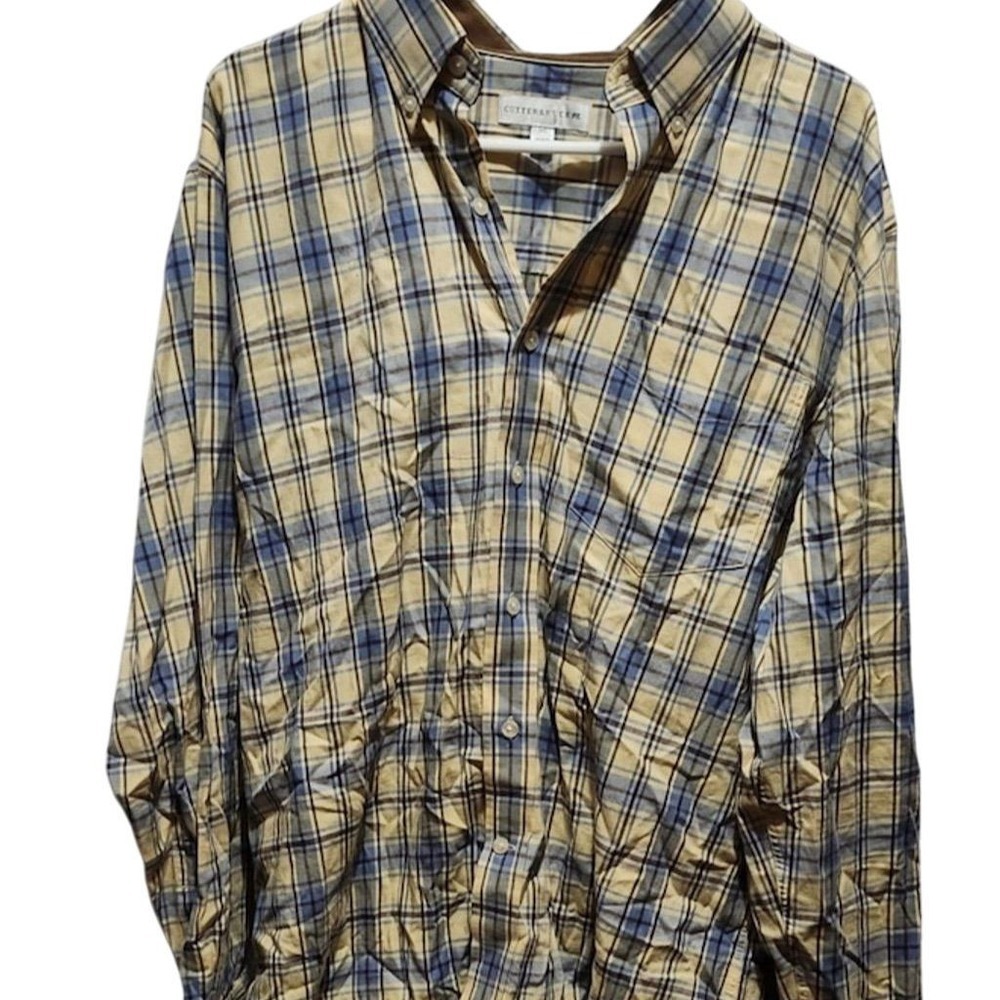 Cutter and Buck golf L Men's Plaid Long Sleeve button up Shirt Multicolor preppy